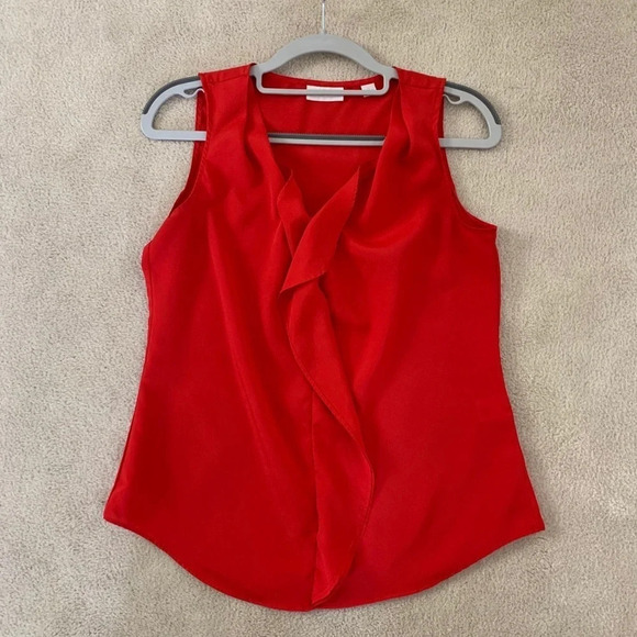 NEW York & Company Ruffle front sleeves blouse, XS - Picture 1 of 9